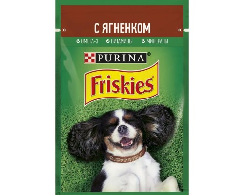 Friskies влажный корм для взрослых собак, кусочки с ягненком в подливе 85 г