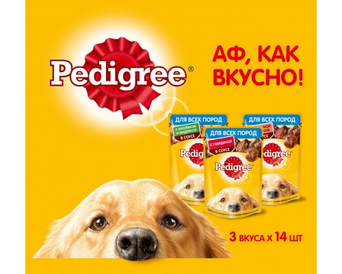 Pedigree набор паучей для взрослых собак, три вкуса (42шт х 85г) 3,57 кг