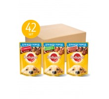 Pedigree набор паучей для взрослых собак, три вкуса (42шт х 85г) 3,57 кг