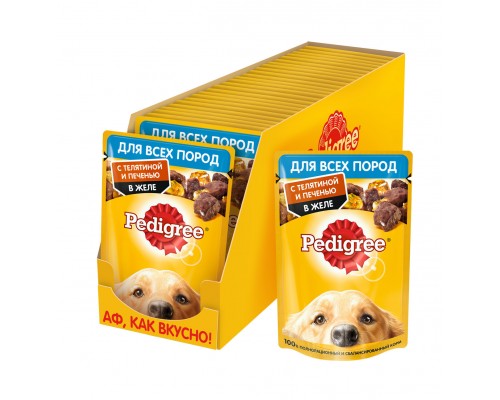 Pedigree паучи для собак телятина и печень в желе 85 г