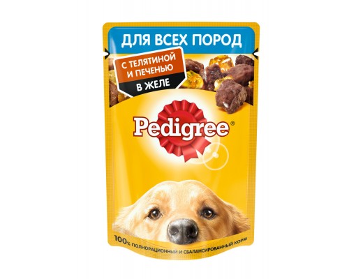 Pedigree паучи для собак телятина и печень в желе 85 г