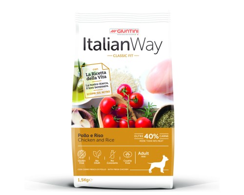 Корм Italian Way  безглютеновый, для собак малых пород, с курицей и рисом 800 г