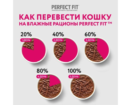 Perfect Fit влажный полнорационный корм, для взрослых кошек с чувствительным пищеварением, с лососем в соусе