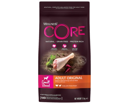 Корм Wellness CORE из индейки с курицей для взрослых собак мелких пород 1,5 кг