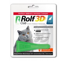 RolfClub 3D капли на холку для кошек более 4 кг, от блох, клещей, насекомых 20 г