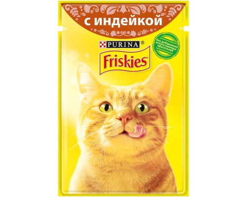 Friskies для взрослых кошек, с индейкой в подливе