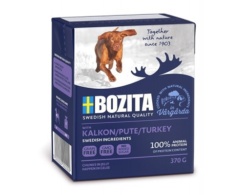 Bozita  Naturals кусочки в желе для собак, с индейкой 370 г