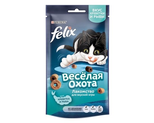 Felix лакомство Весёлая охота для кошек, со вкусом креветки и рыбы 50 г