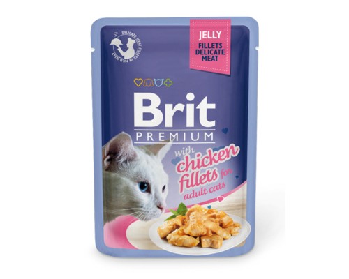 Brit паучи Premium для кошек: кусочки в желе  из куриного филе