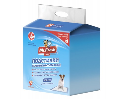 Mr.Fresh подстилка-пеленка для кошек и собак Expert  Regular, впитывающая, 60 см*60 см, 24 шт 60*60 см