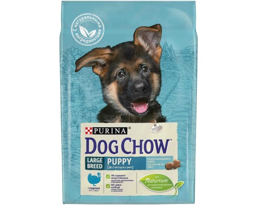 Корм Dog Chow для щенков крупных пород, с индейкой 14 кг