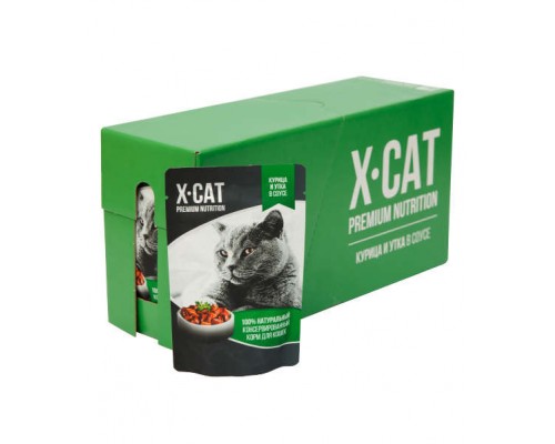 X-CAT влажный корм с курицей и уткой в соусе для кошек