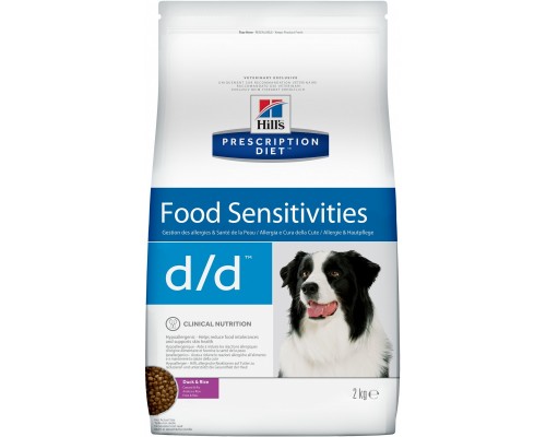 Hill's Prescription Diet d/d Food Sensitivities сухой диетический, для собак при аллергии, заболеваниях кожи и неблагоприятной реакции на пищу, с уткой и рисом 2 кг