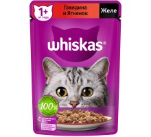 Whiskas влажный корм для кошек, желе с говядиной и ягненком