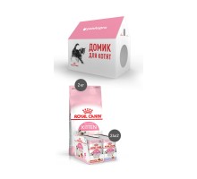 Корм Royal Canin набор для котят: 2 кг сухого корма, 48 паучей и картонный домик 6,08 кг