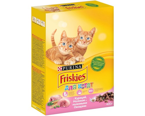 Корм Friskies сухой корм для котят до года, с курицей, молоком и полезными овощами 400 г