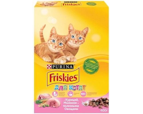 Корм Friskies сухой корм для котят до года, с курицей, молоком и полезными овощами 2 кг