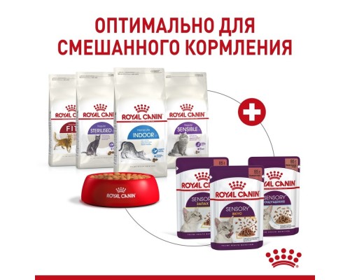 Royal Canin  Sensory консервированный полнорационный корм для взрослых кошек (от 1 года до 7 лет), стимулирующий вкусовые рецепторы, кусочки в соусе