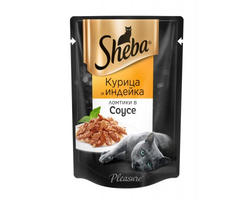 Sheba набор паучей для кошек, ломтики в соусе (курица и индейка 12шт х 85г, телятина и язык 12шт х 85г, форель и креветки 12шт х 85г)