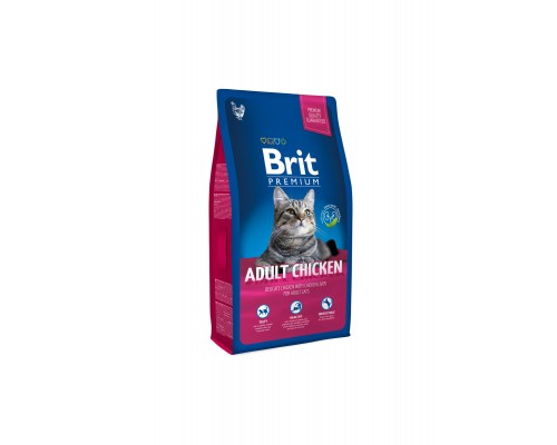 Корм Brit  Premium Cat для взрослых кошек, с курицей и куриной печенью 800 г