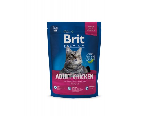 Корм Brit  Premium Cat для взрослых кошек, с курицей и куриной печенью 1,5 кг