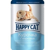 Happy cat кусочки в соусе для котят с курицей и морковью 100 г