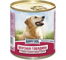 Happy dog консервы для собак с говядиной, сердцем, печенью, рубцом и рисом 750 г