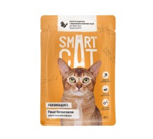 Smart Cat паучи для взрослых кошек и котят: кусочки курочки с морковью в нежном соусе 85 г