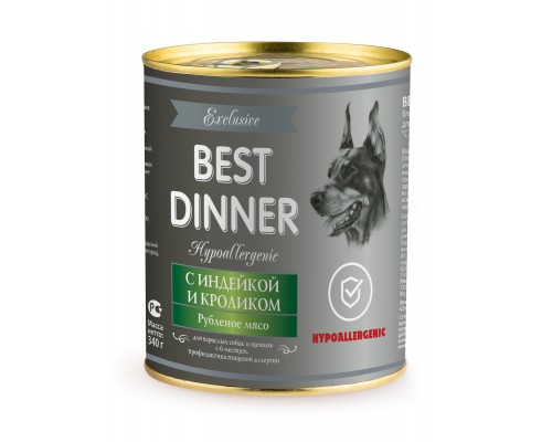 Best Dinner гипоаллергенные консервы "Индейка и кролик", для собак всех пород 100 г