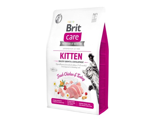 Корм Brit care для котят, беременных и кормящих кошек, гипоаллергенный с курицей и индейкой 7 кг