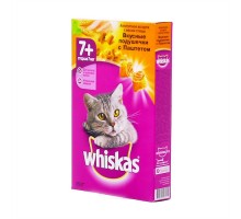 Корм Whiskas сухой корм для кошек старше 7 лет «Вкусные подушечки с нежным паштетом. Аппетитное ассорти с курицей и индейкой» 350 г