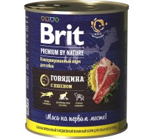 Brit  Premium by Nature консервы с говядиной и пшеном для собак 850 г