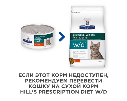 Hill's вет.консервы  Prescription Diet w/d Digestive, влажный диетический корм для кошек при поддержании веса и сахарном диабете, с курицей