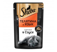 Sheba паучи для кошек "Ломтики в соусе с телятиной и языком", 75г