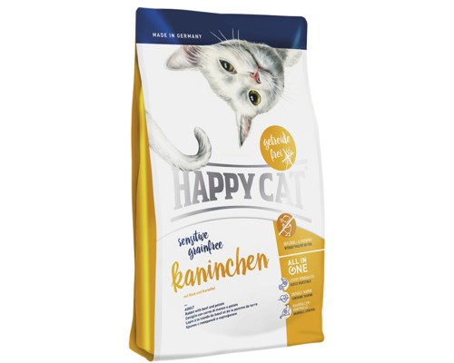 Корм Happy cat сухой корм для кошек "Эдалт СЕНСИТИВ ГРЕЙНФРИ" с  Кроликом 1,4 кг