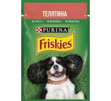 Friskies  для взрослых собак, кусочки с телятиной в подливе