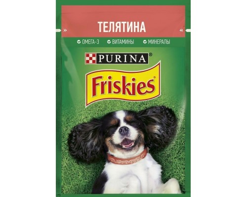 Friskies  для взрослых собак, кусочки с телятиной в подливе