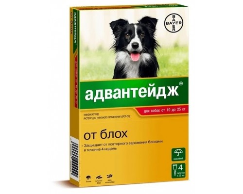 Elanco адвантейдж для собак от 10 до 25 кг 4пип х 2,5мл