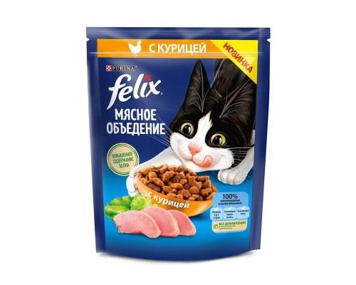 Корм Felix "Мясное объедение" с курицей для кошек 600 г