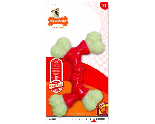 Nylabone двойная косточка экстра-жесткая, аромат бекона, XL 415 г