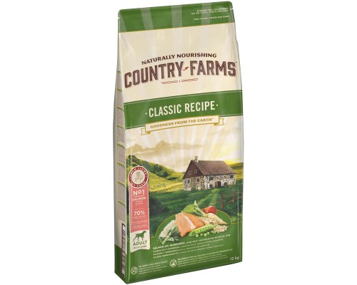 Корм Country Farms классический. Полнорационный корм для взрослых собак, с высоким содержанием лосося 2,5 кг