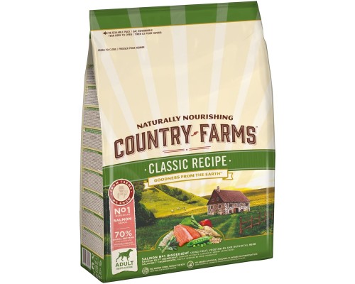 Корм Country Farms классический. Полнорационный корм для взрослых собак, с высоким содержанием лосося 2,5 кг