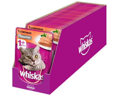 Whiskas влажный корм для кошек паштет с телятиной