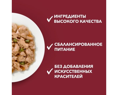 Purina One  Взрослая для собак мелких пород старше 1 года, с курицей, морковью и зеленой фасолью в подливе 85 г