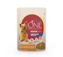 Purina One  Взрослая для собак мелких пород старше 1 года, с курицей, морковью и зеленой фасолью в подливе 85 г