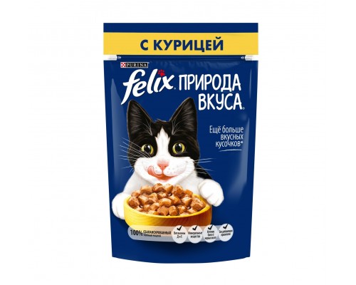 Felix влажный корм Природа вкуса для взрослых кошек, с курицей в соусе