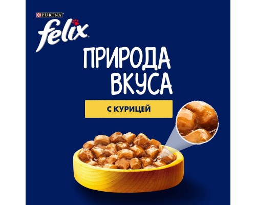 Felix влажный корм Природа вкуса для взрослых кошек, с курицей в соусе