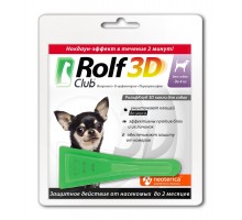 RolfClub 3D капли на холку для собак 1-4 кг, от клещей, блох, насекомых 20 г