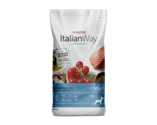 Корм Italian Way  безглютеновый, для собак малых пород с чувствительной кожей, лосось и сельдь 1,5 кг