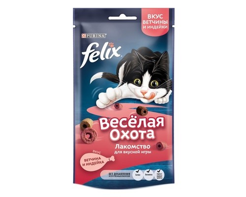 Felix лакомство Весёлая охота для кошек, со вкусом ветчины и индейки 50 г